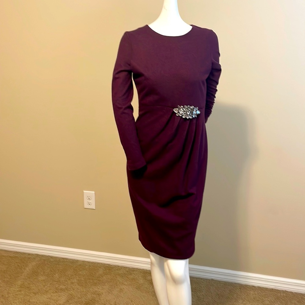 Lafayette 148 Wool Long Sleeve Embellished Cocktail Dress S NWOT